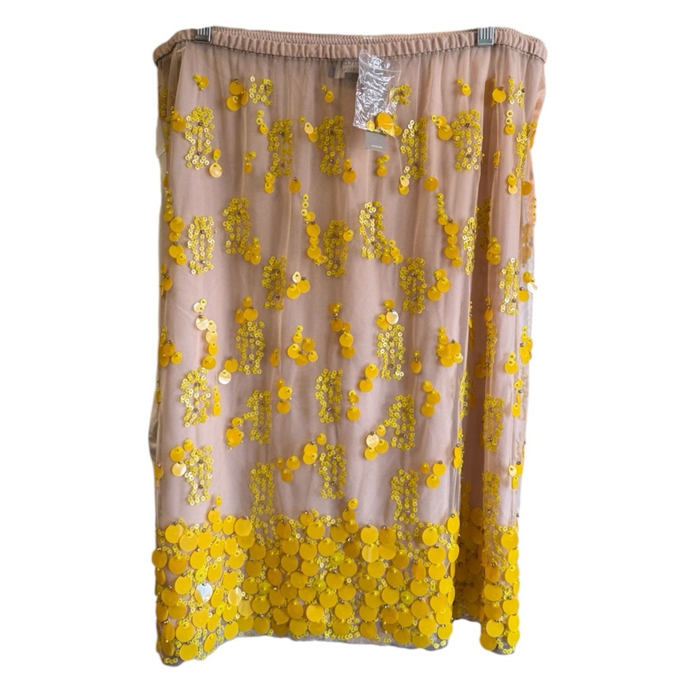 Jcrew flower sequin midi skirt yellow nude - Picture 3 of 6